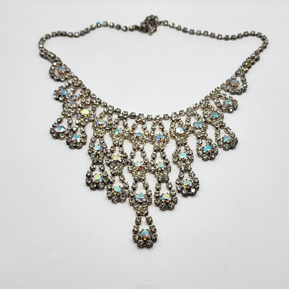 Rhinestone Necklace Aurora Borealis Stones Prom Wedding